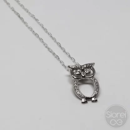 Collar buho de plata con circonitas