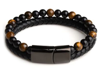 Pulsera de cuero piedra ojo de tigre + pulsera adicional de regalo ! - Imagen 2