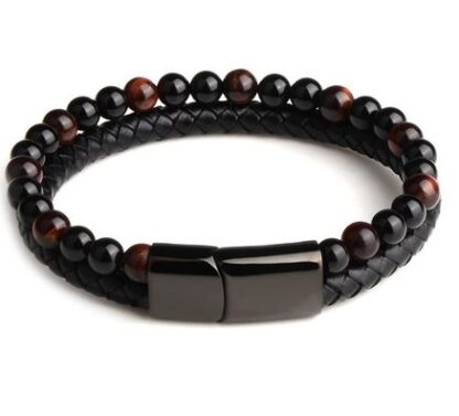 Pulsera de cuero ojo de tigre rojo + pulsera adicional de regalo ! - Imagen 3