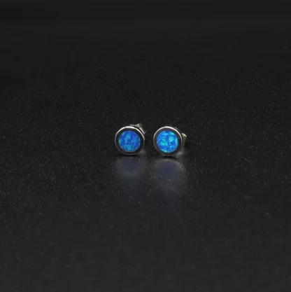 Aros de plata con ópalo circular - Imagen 2