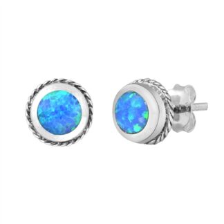 Aros de plata con ópalo circular