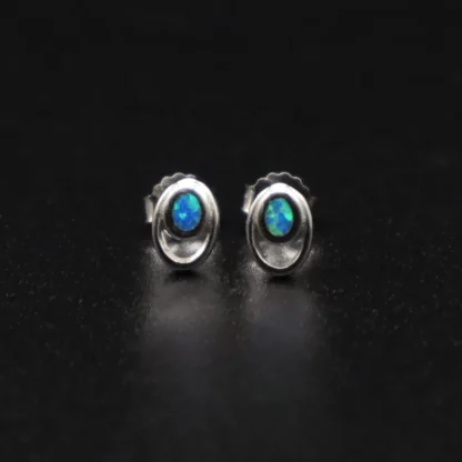 Aros de plata con ópalo doble - Imagen 3