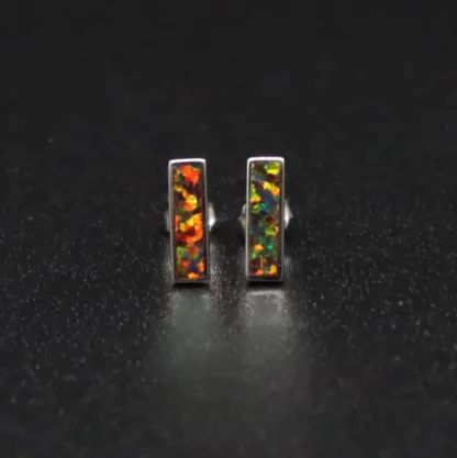 Aros de plata con ópalo bar - Imagen 2