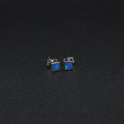 Aros de plata con ópalo cuadrado - Imagen 2
