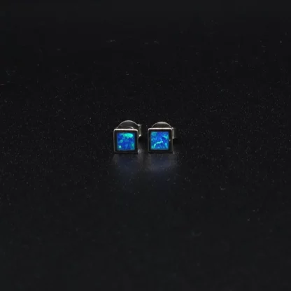 Aros de plata con ópalo cuadrado - Imagen 3