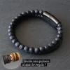 Pulsera de cuero piedra volcánica negra + pulsera adicional de regalo !