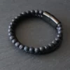 Pulsera de cuero piedra volcánica negra + pulsera adicional de regalo ! - Imagen 2