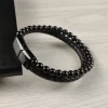 Pulsera de cuero piedras negra lisa + pulsera adicional de regalo ! - Imagen 2