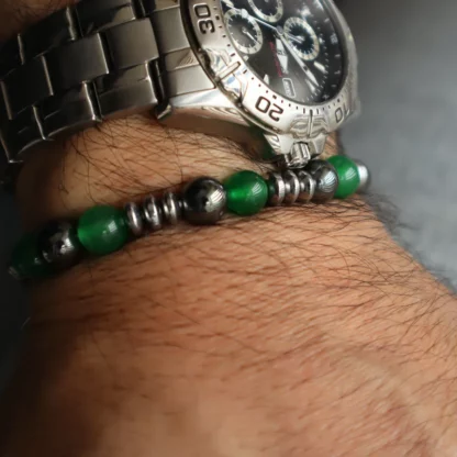 Pulsera Elástica Hematita Jade - Imagen 2
