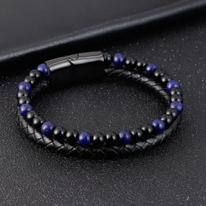 Pulsera de cuero ojo de tigre azul + pulsera adicional de regalo ! - Imagen 2