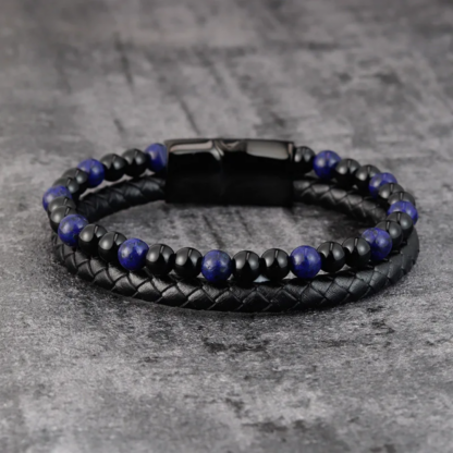 Pulsera de cuero ojo de tigre azul + pulsera adicional de regalo ! - Imagen 3