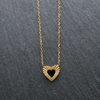 Collar Corazón Negro Oro